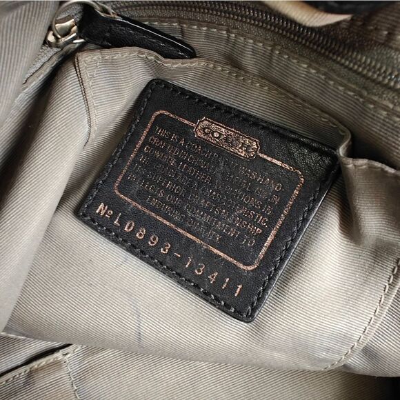 Coach Soft Black Genuine Leather Shoulder Bag Tote HOBO - Picture 12 of 12